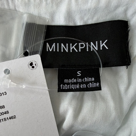 NWT MINKPINK dress size S blue white ruffles cottagecore floral - Picture 7 of 9